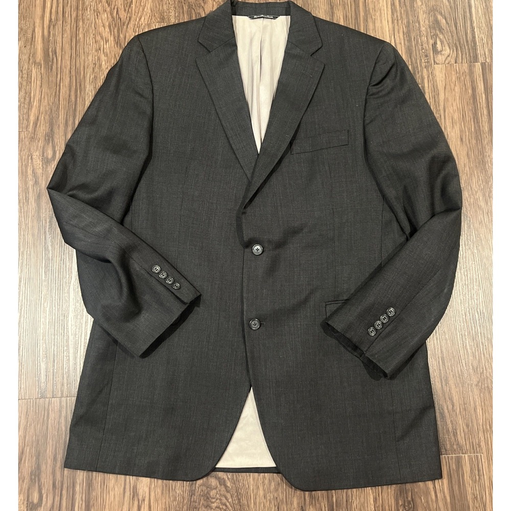 J. Victor Luxe Ct Blazer Mens 42L Dark Gray 100% Wool 2 Button Coat
